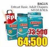 Promo Harga BAGUS Entrust Basic Adult Diapers M10, L8, XL6  - Giant