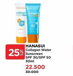 Promo Harga Hanasui Collagen Water Sunscreen SPF 30, SPF 50 30 ml - Watsons