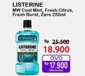 Promo Harga Listerine Mouthwash Antiseptic Cool Mint, Fresh Citrus, Fresh Burst, Zero 250 ml - Alfamart