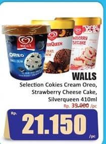 Promo Harga Walls Selection Oreo Cookies Cream, Strawberry Cheesecake, SilverQueen Chocolate Cashew 410 ml - Hari Hari