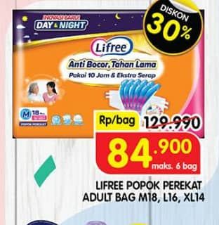 Promo Harga Lifree Popok Perekat Menyerap dan Kering L16, M18, XL14 14 pcs - Superindo