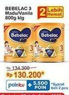 Promo Harga Bebelac 3 Susu Pertumbuhan Madu, Vanila 800 gr - Indomaret