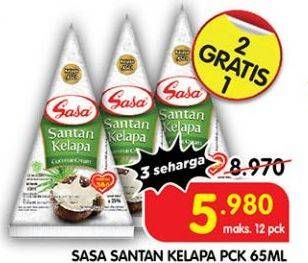 Promo Harga SASA Santan Cair 65 ml - Superindo