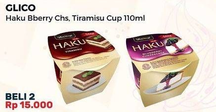 Promo Harga Glico Haku Blueberry Cheesecake Cup, Tiramisu Cup 110 ml - Alfamart