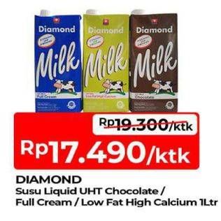 Promo Harga Diamond Milk UHT Chocolate, Full Cream, Low Fat High Calcium 1000 ml - TIP TOP