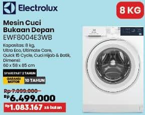 Promo Harga Electrolux EWF8004E3WB/WH Front Loading 8 Kg  - COURTS