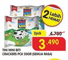 Promo Harga TINI WINI BITI Biskuit Crackers All Variants per 2 pouch 20 gr - Superindo