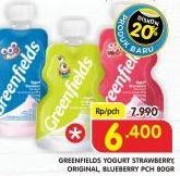 Promo Harga GREENFIELDS Yogurt Drink Strawberry, Blueberry, Original 80 gr - Superindo
