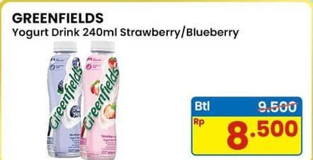 Promo Harga Greenfields Yogurt Drink Strawberry, Blueberry 250 ml - Indomaret