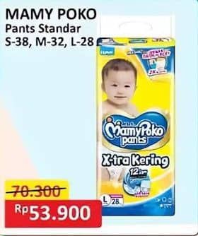 Promo Harga Mamy Poko Pants Xtra Kering S38, M32, L28 28 pcs - Alfamart