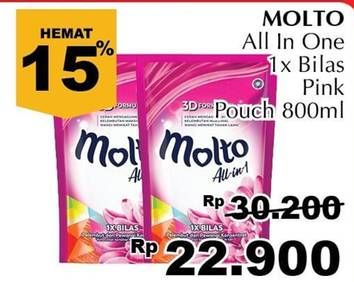 Promo Harga MOLTO All in 1 Pink 800 ml - Giant