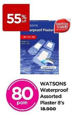 Promo Harga Watsons Plaster Waterproof Assorted 8 pcs - Watsons