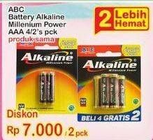 Promo Harga ABC Battery Alkaline LR03/AAA 2 pcs - Indomaret