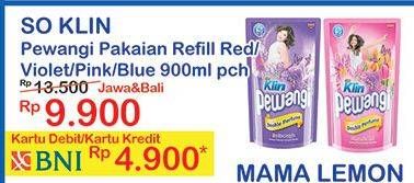 Promo Harga SO KLIN Pewangi Violet, Pink, Blue, Red 900 ml - Indomaret