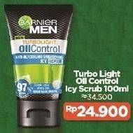 Promo Harga GARNIER MEN Turbo Light Oil Control Facial Foam Anti Blackheads Brightening Icy Scrub 100 ml - Alfamart
