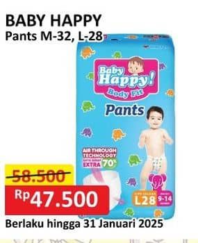 Promo Harga Baby Happy Body Fit Pants M32, L28 28 pcs - Alfamart