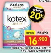 Promo Harga Kotex Liners Daily Healthy V-Care Longer & Wider 32 pcs - Superindo