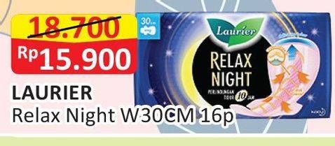 Promo Harga Laurier Relax Night 30cm 16 pcs - Alfamart