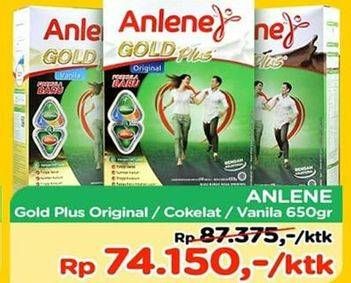 Promo Harga ANLENE Gold Plus Susu High Calcium Original, Vanila, Cokelat 650 gr - TIP TOP