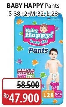 Promo Harga Baby Happy Body Fit Pants S38+2, M32, L28 28 pcs - Alfamidi