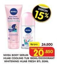 Promo Harga NIVEA Body Serum Hijab Cooling 180ml/Deodorant Whitening Hijab Fresh 50ml  - Superindo