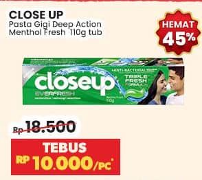 Promo Harga Close Up Pasta Gigi Deep Action Menthol Fresh 110 gr - Indomaret