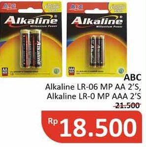 Promo Harga ABC Battery Alkaline LR03/AAA, LR6/AA 2 pcs - Alfamidi