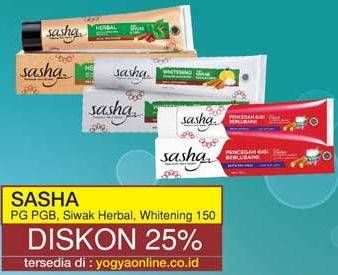 Promo Harga SASHA Toothpaste Pencegah Gigi Berlubang, Herbal Siwak Sirih, Whitening 150 gr - Yogya