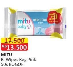 Promo Harga MITU Baby Wipes Pink With Chamomile Vit E 50 pcs - Alfamart