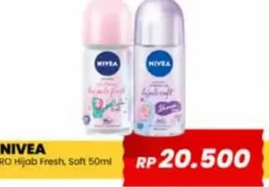 Promo Harga Nivea Deo Roll On Whitening Hijab Fresh, Bright Hijab Soft 50 ml - Yogya