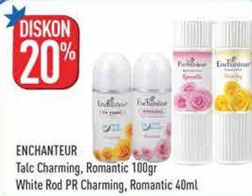 Promo Harga ENCHANTEUR Talc Charming, Romantic 100gr / White Rod PR Charming, Romantic 40ml  - Hypermart