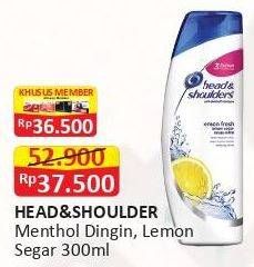 Promo Harga HEAD & SHOULDERS Shampoo Cool Menthol, Lemon Fresh 300 ml - Alfamart