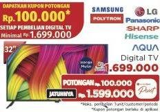 Promo Harga Samsung, Polytron, LG, Panasonic, SHARP, Hisense, AQUA Digital TV  - LotteMart