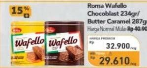 Promo Harga Roma Wafello Choco Blast, Butter Caramel 234 gr - Carrefour