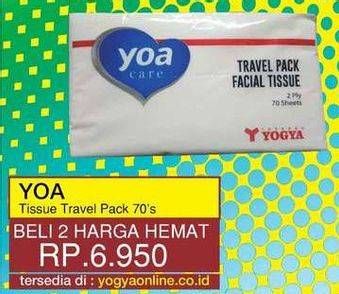 Promo Harga YOA Facial Tissue Travel Pack per 2 pouch 70 pcs - Yogya