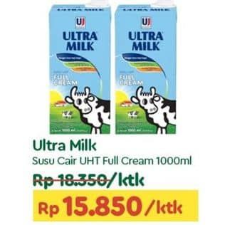 Promo Harga Ultra Milk Susu UHT Full Cream 1000 ml - TIP TOP