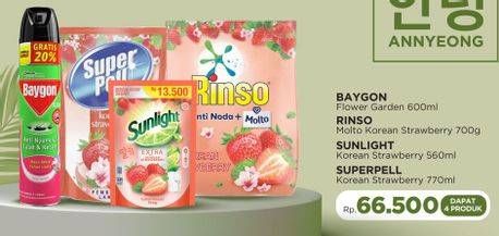 Baygon Insektisida Spray + Rinso Detergent + Sunlight Pencuci Piring + Super Pell Pembersih Lantai