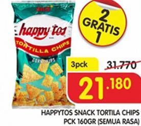 Promo Harga HAPPY TOS Tortilla Chips All Variants per 3 pouch 160 gr - Superindo