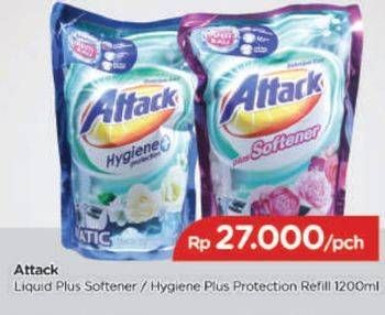 Promo Harga ATTACK Detergent Liquid Plus Softener, Hygiene Plus Protection 1200 ml - TIP TOP