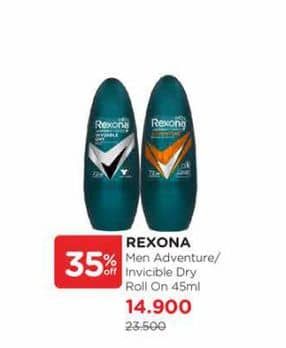 Promo Harga Rexona Men Deo Roll On Adventure, Invisible Dry 45 ml - Watsons