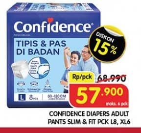 Promo Harga Confidence Adult Pants Tipis & Pas Di Badan L8, XL6 6 pcs - Superindo