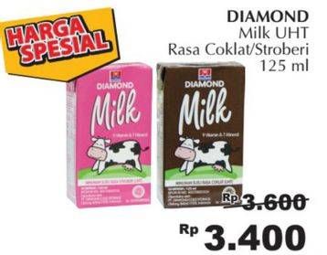 Promo Harga DIAMOND Milk UHT Chocolate, Strawberry 125 ml - Giant