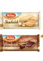 Promo Harga ROMA Sandwich Chocolate, Peanut Butter 216 gr - Carrefour