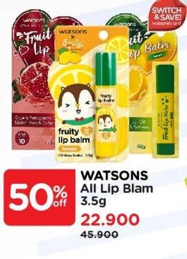 Promo Harga Watsons Fruity Lip Balm All Variants 3 gr - Watsons
