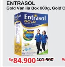 Promo Harga ENTRASOL Gold Susu Bubuk Vanilla 600 gr - Alfamart