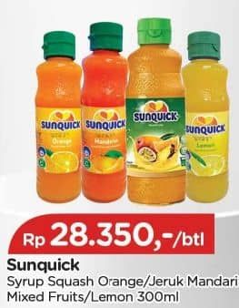 Promo Harga Sunquick Minuman Sari Buah Orange, Mandarin, Mixed Fruits, Lemon 330 ml - TIP TOP