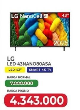 Promo Harga LG 43NANO80ASA Smart TV 4K 43 Inci NanoCell AI NANO80  - Yogya