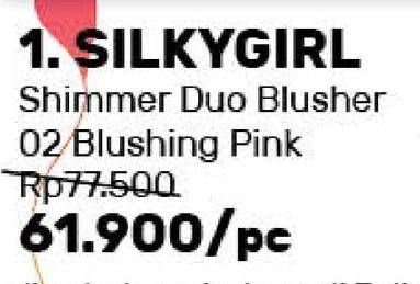 Promo Harga SILKY GIRL Shimmer Duo Blusher 02. Blushing Pink  - Guardian