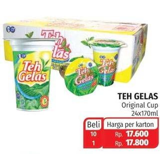 Promo Harga TEH GELAS Tea Original per 24 cup 170 ml - Lotte Grosir