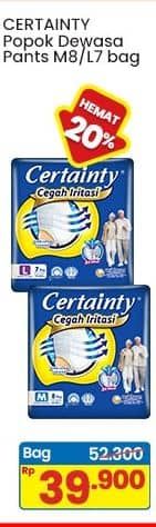 Promo Harga Certainty Adult Diapers Pants M8, L7 7 pcs - Indomaret